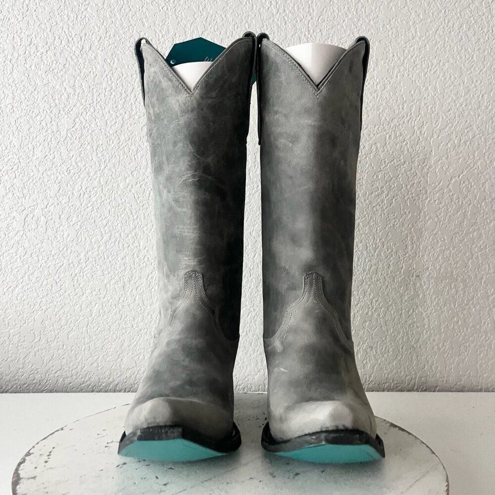 Lane EMMA JANE Womens Cowboy Boots 7.5 Gray Leather Western Cowgirl Mid Calf - Picture 7 of 13